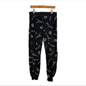 Emme Jordan Women’s Paris All Over Graphic Black Sweatpants Size Medium